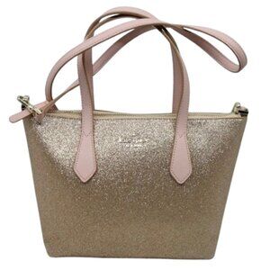 KATE SPADE~Joeley Glitter Satchel~Pink Leather Rose Gold Satchel Crossbody Bag